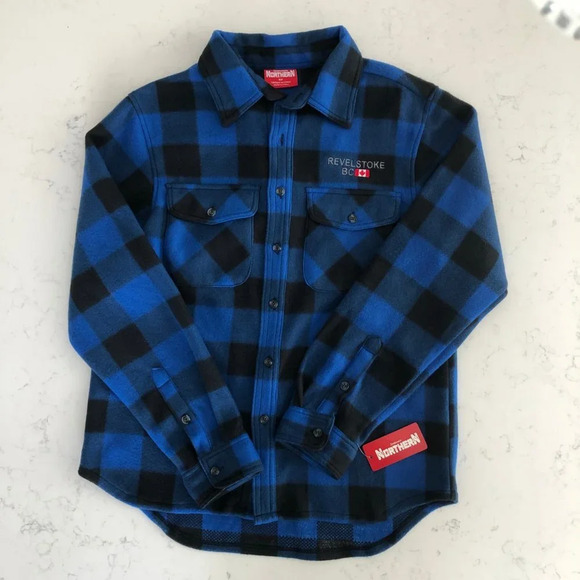 Northern Souvenirs Casual Button Down Polyester Check Jacket Blue Black Sz S NWT - Picture 2 of 12